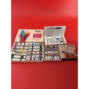 Vintage Liquitex Pelikan Shiva Artist Paint Set Lot Acrylic Oil Paints